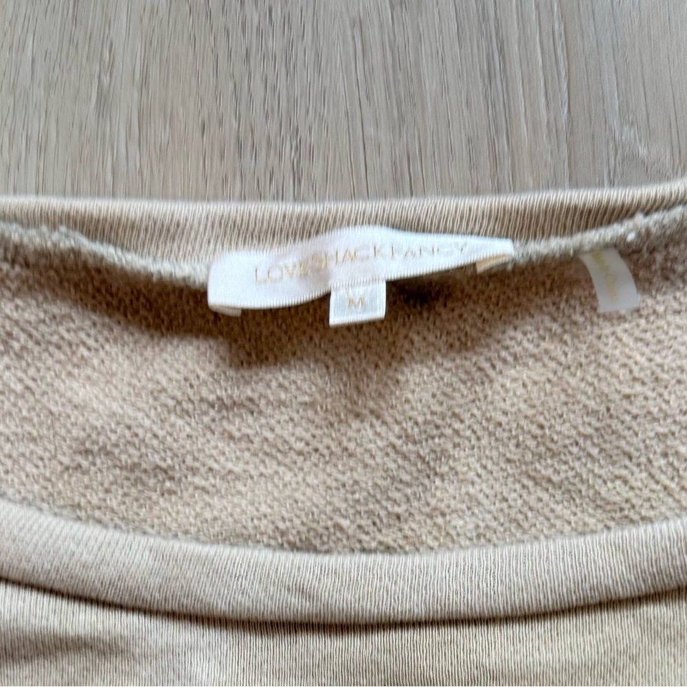 LoveShackFancy Corinne Ruffle French Terry Neutral Tie Dye Sweatshirt Crop Med - Picture 5 of 6